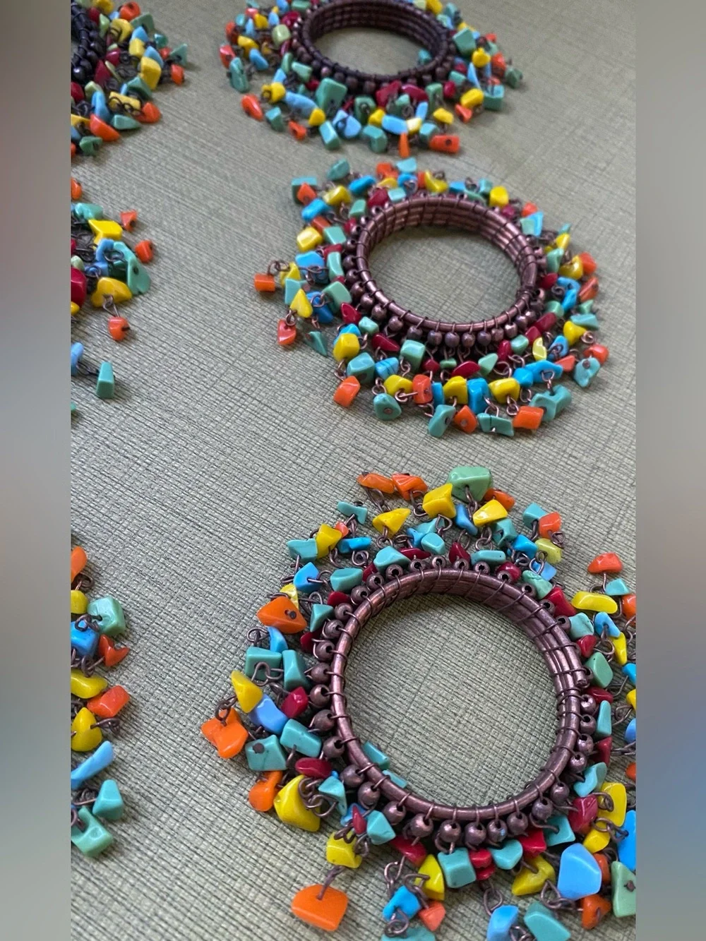 Vintage Crate&Barrel Multicolor Beaded Napkin Rings